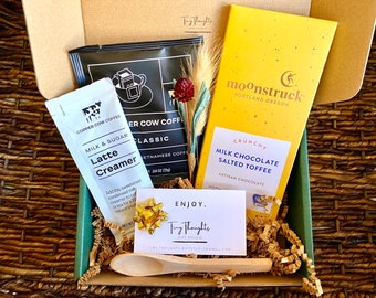 Coffee and Chocolate Gift Box: Moonstruck Toffee, Dried Flowers