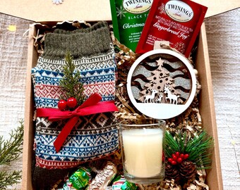 Christmas Gift Box: Tea, Socks & Ornament, Holiday Joy