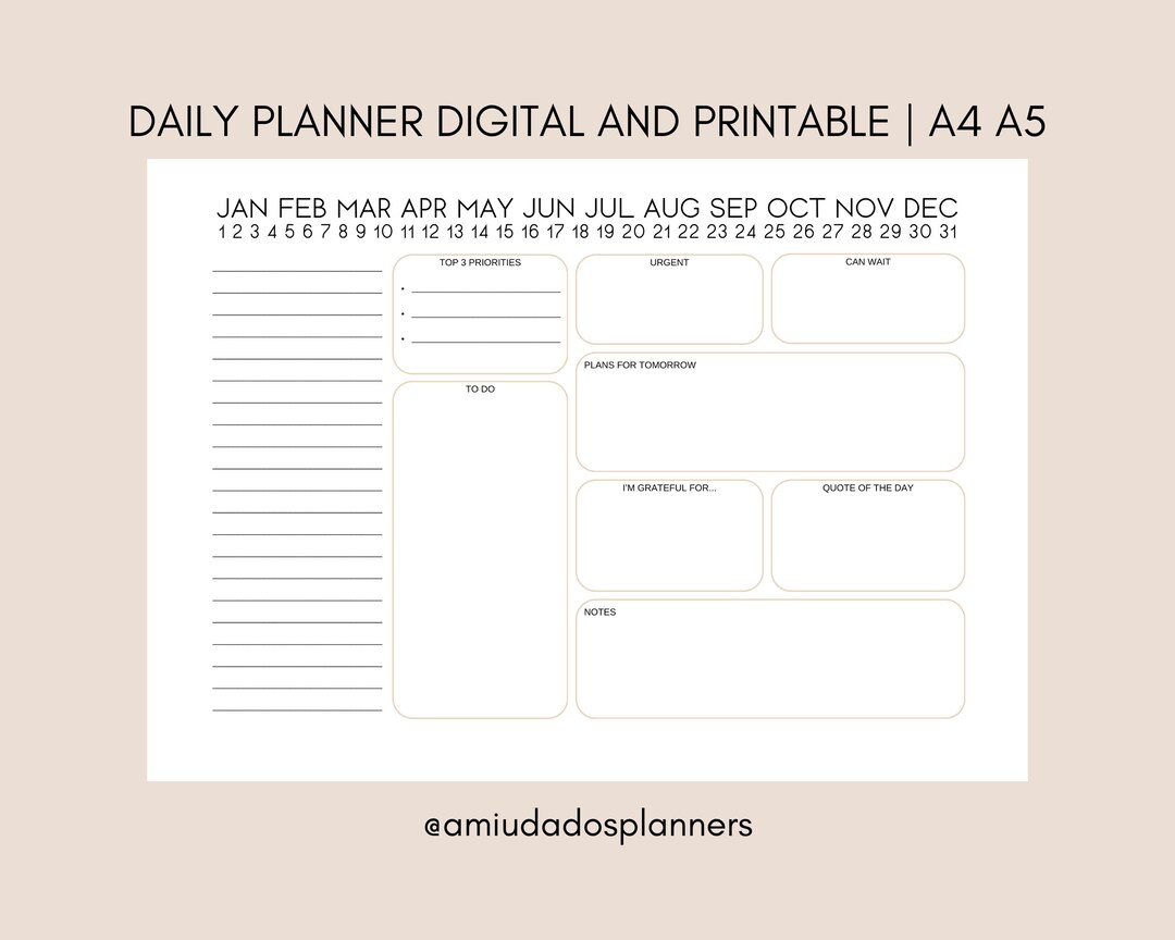 Daily Planner Digital and Printable Planner to Do List - Etsy