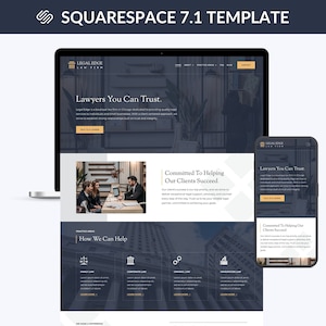 Könnte beinhalten: Website-Screenshot der Homepage einer Anwaltskanzlei. Die Website hat ein dunkelblaues Farbschema mit goldenen Akzenten. Der Header der Website enthält den Namen der Kanzlei, "Legal Edge Law Firm", und eine Navigationsleiste mit Links zur Homepage der Kanzlei, den Fachgebieten, FAQ, Blog und Kontaktseite. Der Hauptinhaltsbereich der Website zeigt ein großes Bild eines Anwalts, der sich mit Mandanten in einem modernen Büro trifft. Die Fußzeile der Website enthält die Kontaktinformationen der Kanzlei und einen Copyright-Hinweis.