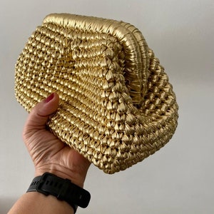 Metallic Raffia Bag,Shinny Raffia bag,,Crochet Raffia Bag,Metallic Pouch Bag,Metallic Clutch Bag image 3