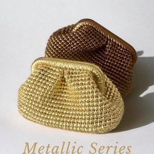 Metallic Raffia Bag,Shinny Raffia bag,,Crochet Raffia Bag,Metallic Pouch Bag,Metallic Clutch Bag image 1