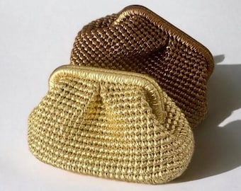 Metallic Raffia Bag,Shinny Raffia bag,,Crochet Raffia Bag,Metallic Pouch Bag,Metallic Clutch Bag