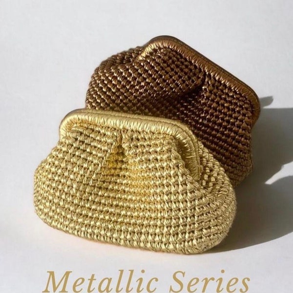 Metallic Raffia Bag,Shinny Raffia bag,,Crochet Raffia Bag,Metallic Pouch Bag,Metallic Clutch Bag