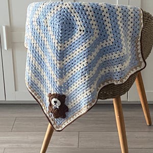 Crochet Teddy Bear Cotton Baby Blanket,Newborn Baby Blanket,Baby Shower Gift,Nursery Decor