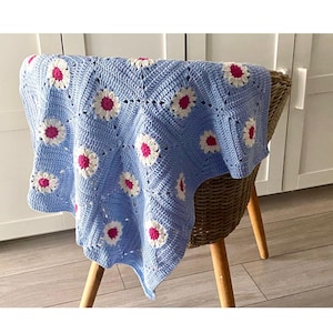 Daisy Flower Crochet Granny square Baby Blanket ,Newborn Baby Handmade Blanket,Soft cotton baby stroller,Cotton throw