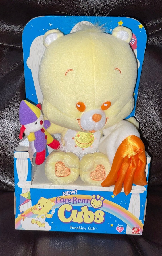 Vintage Care Bear Cubs Plush Funshine Cub Bear With Blanket and