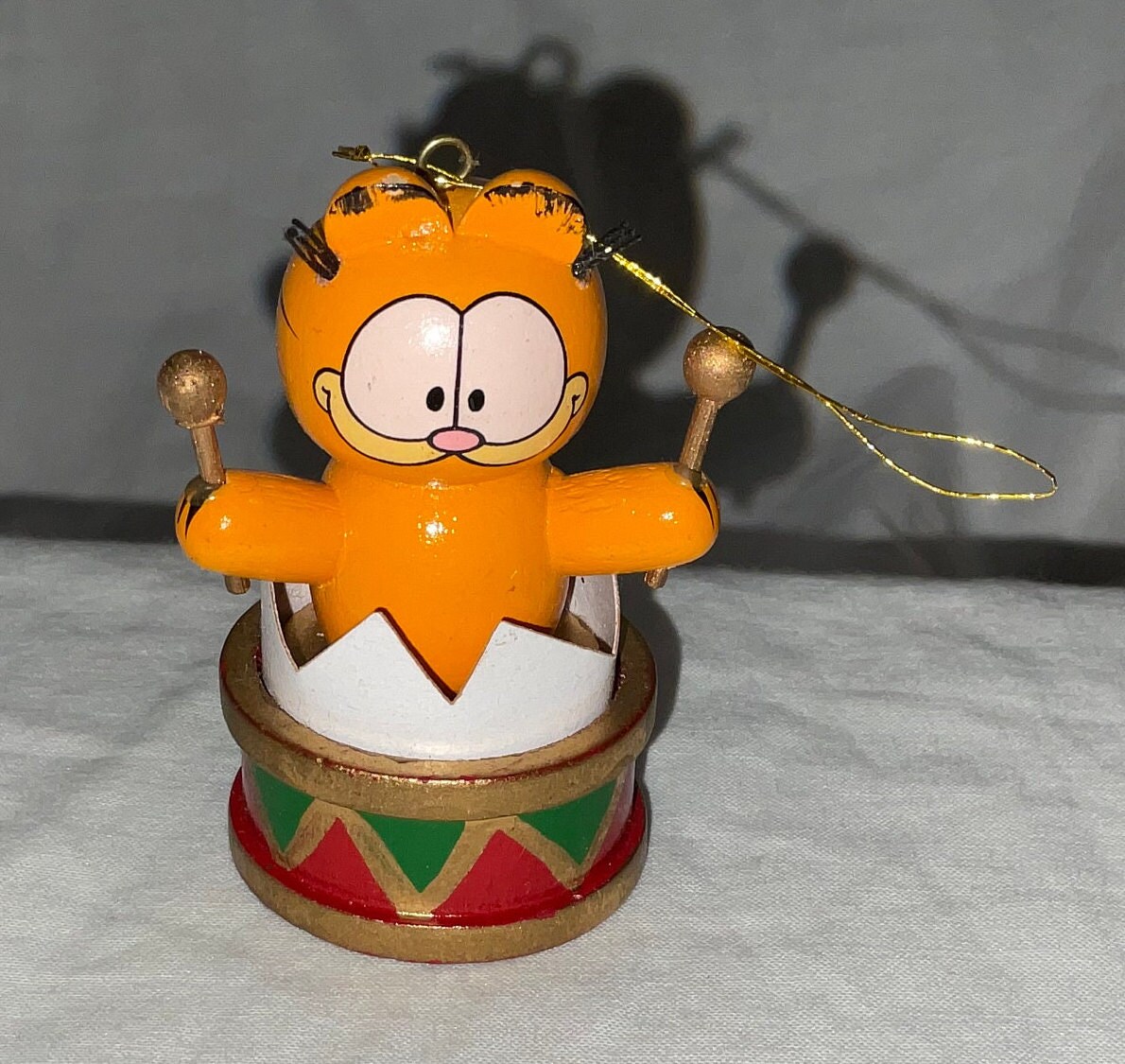 Vintage Garfield the Cat Wooden Christmas Ornament - Garfield in a