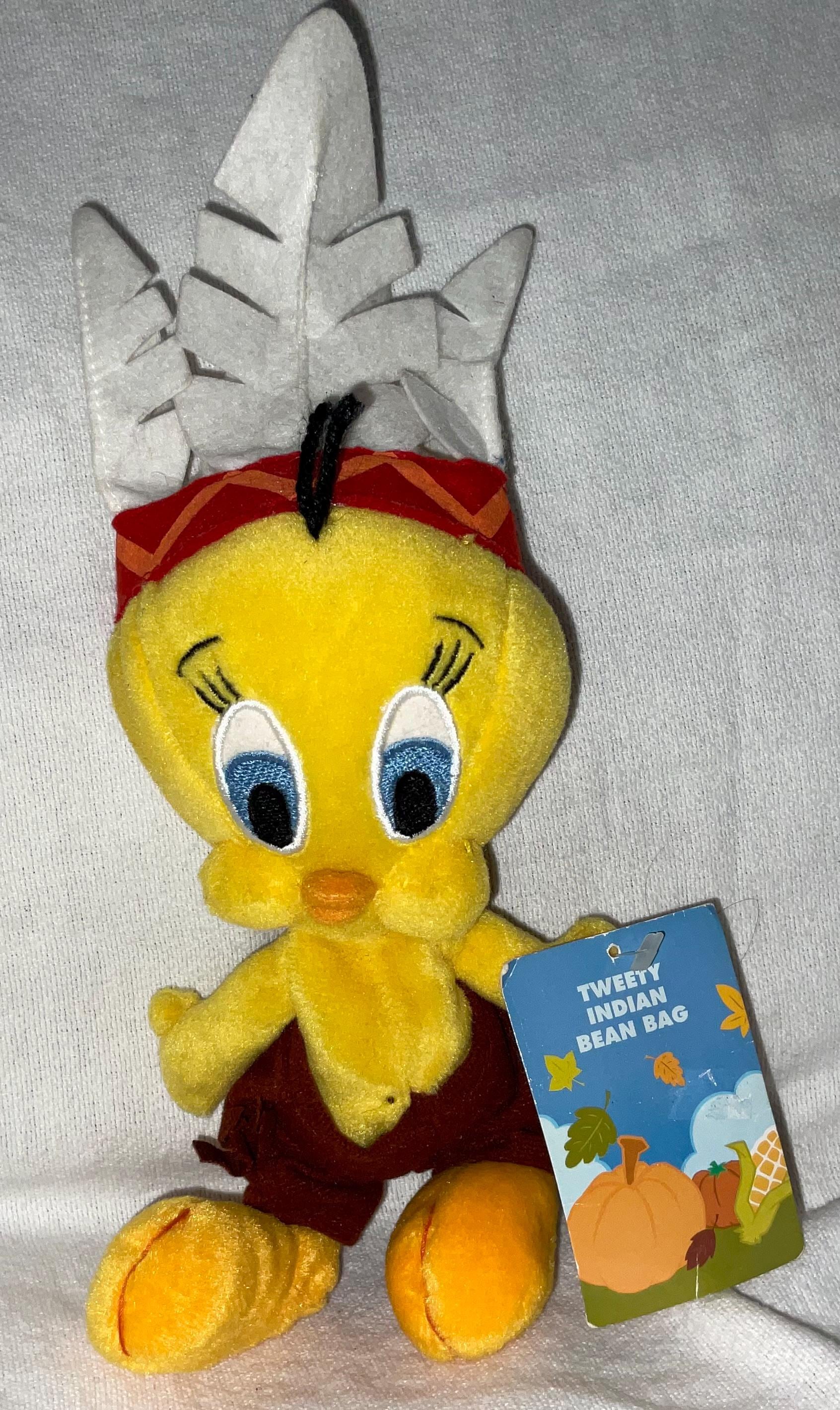 1999 Vintage Looney Tunes Plush Tweety Bird as a Indian Bean Bag