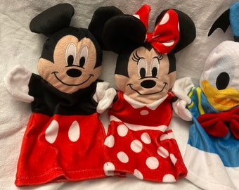 Disney Baby Set of Plush Hand Puppets Mickey Mouse, Minnie Mouse, Goofy  and Donald Duck