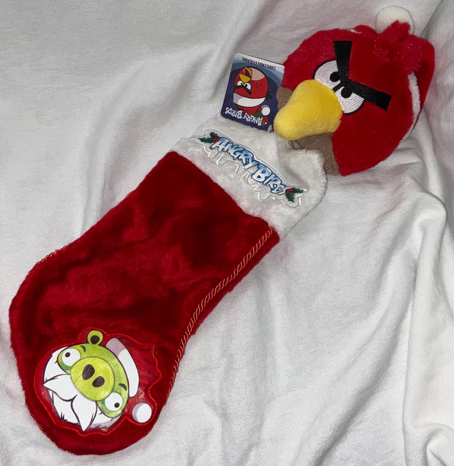Angry Birds Red Bird 20” Plush Christmas Stocking With Plush Head