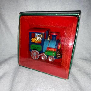 Vintage Enesco Garfield the Cat North Pole Express Train Christmas Ornament in Original Box