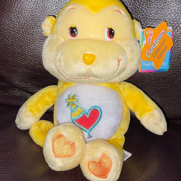 2003 Vintage Care Bear Cousins Playful Heart Monkey Plush Bean Bag with Tags