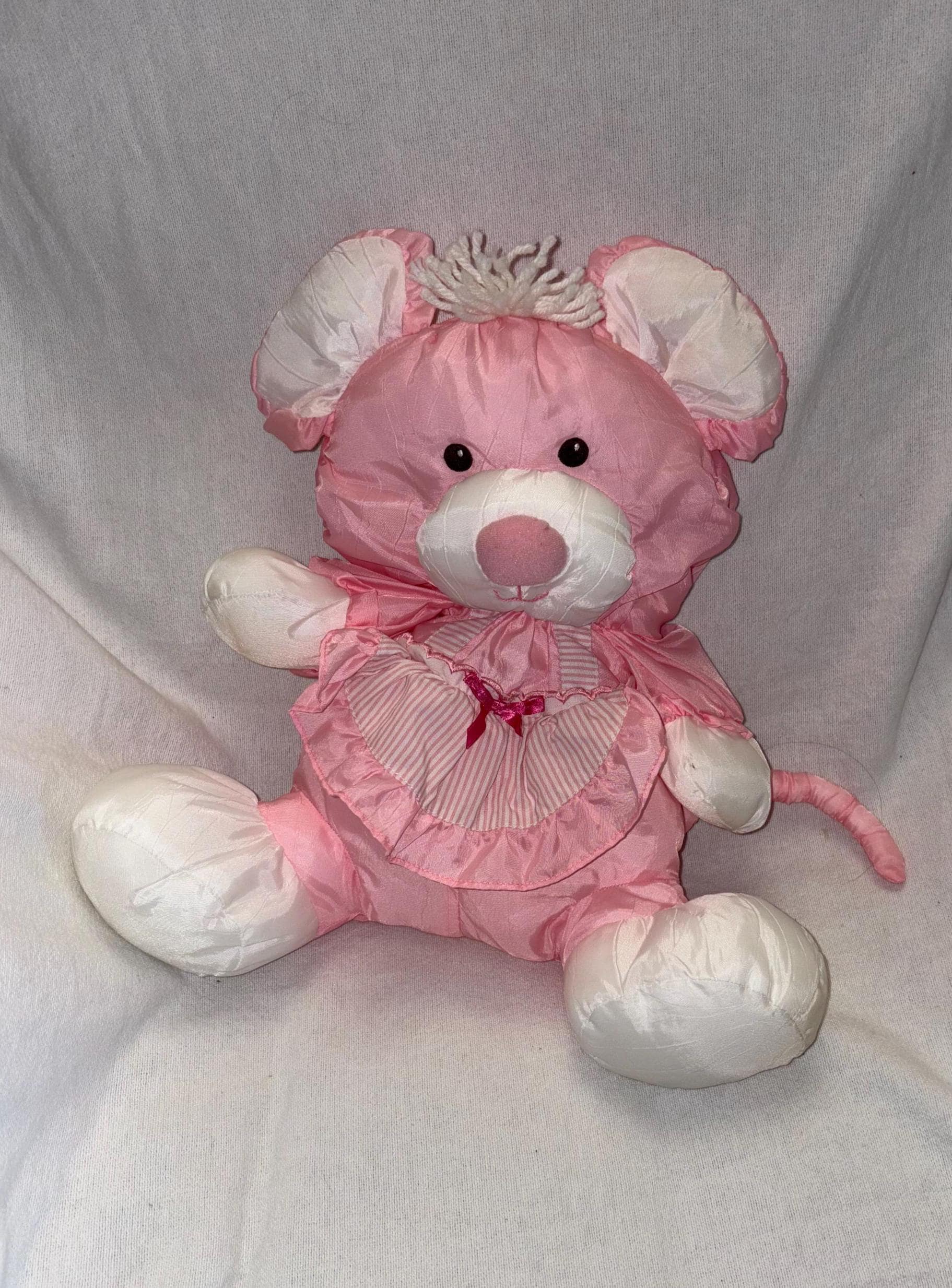 Vintage 1992 Fisher Price Puffalumps Pink Puffalump Mouse With