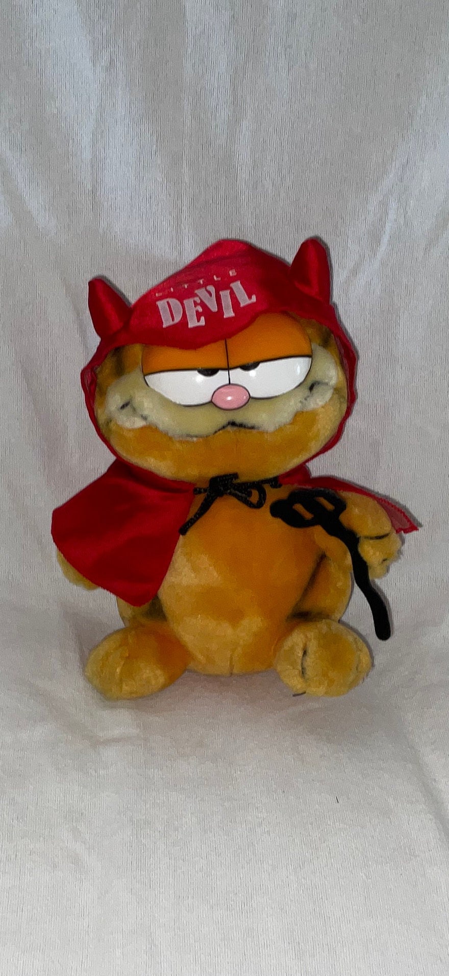Vintage Plush Garfield the Cat in Little Devil Outfit - Hooded