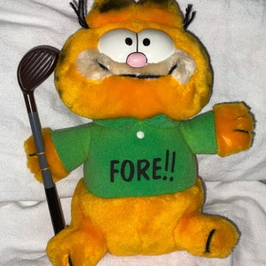 Vintage Plush Garfield the Cat Golfer with Golf Club