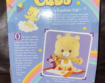Vintage Care Bear Cubs Plush Funshine Cub Bear With Blanket and