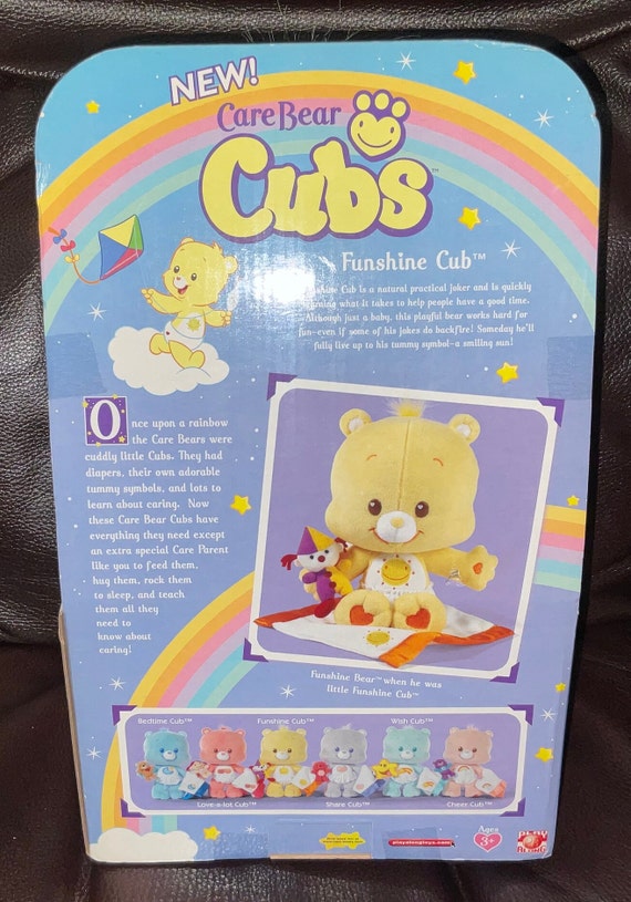 Vintage Care Bear Cubs Plush Funshine Cub Bear With Blanket and