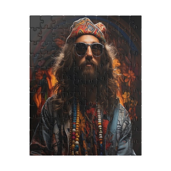 Hippie Dude, jigsaw puzzles, family fun, game night, Christmas gift, coworker gift, unique holiday gift, gift for her, gift for teen