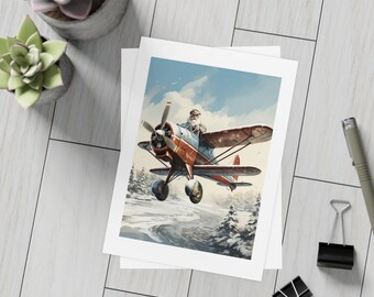 5x7 Retro postcards | Aeroplane Santa | Christmas Travel postcards| Travel Santa | Postcard Bundles (envelopes not included)