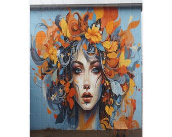 Boho Street Canvas, jigsaw puzzles, family fun, game night, Christmas gift, coworker gift, unique holiday gift, puzzle for adults