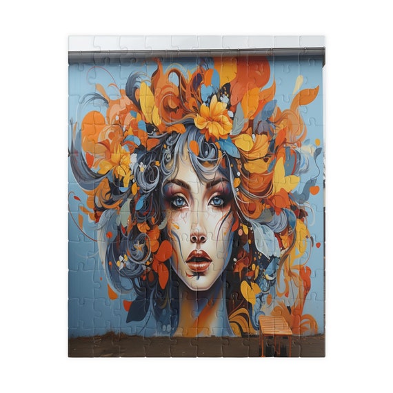 Boho Street Canvas, jigsaw puzzles, family fun, game night, Christmas gift, coworker gift, unique holiday gift, puzzle for adults