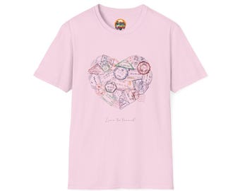 Love to Travel T-shirt, travel t-shirt, travel comfort, comfy clothes, airplane clothes, passport stamp art