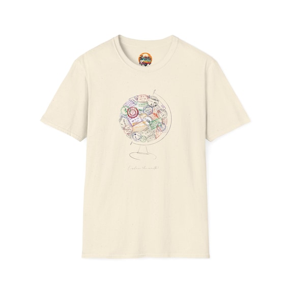 Explore the World Passport stamps T-shirt, travel t-shirt, travel comfort, comfy clothes, airplane clothes, passport stamp art