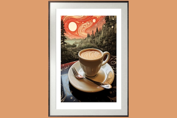 Unique Travel poster | Vintage Espresso | Cappuccino Chic Collection | Travel Posters | 1920s Art Deco Wall Art | Retro Wall Art