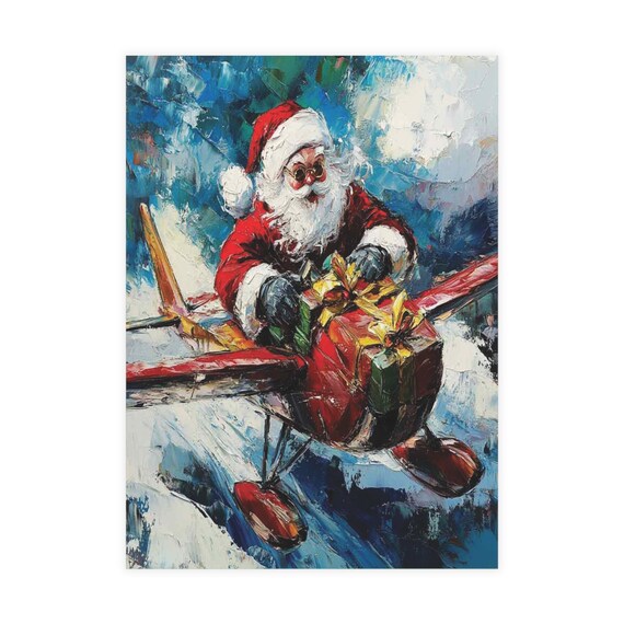 5x7 Retro postcards | Airplane Hippie Santa | Christmas Travel postcards| Travel Santa | Postcard Bundles (envelopes not included)