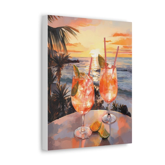 Paradise Pours wall decor | Tropical Sips Collection | retro art decor | unique holiday gift | honeymoon, beach wall art, beach gift