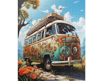 Sixties Sojourn, jigsaw puzzles, family fun, game night, Christmas gift, coworker gift, unique holiday gift, gift for her, gift for teen