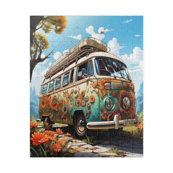 Sixties Sojourn, jigsaw puzzles, family fun, game night, Christmas gift, coworker gift, unique holiday gift, gift for her, gift for teen