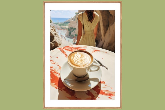 Unique Travel poster | Caffeine & Charisma | Cappuccino Chic Collection | Travel Posters | 1920s Art Deco Wall Art | Retro Wall Art