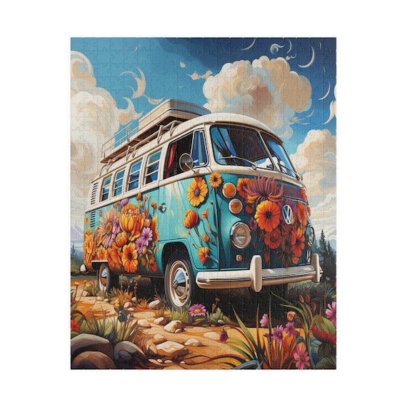 Hippie Highway, jigsaw puzzles, family fun, game night, Christmas gift, coworker gift, unique holiday gift, gift for her, gift for teen