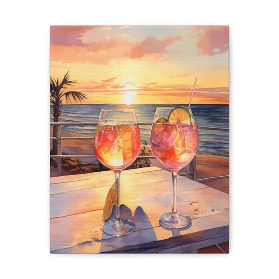 Coastal Colada wall decor | Tropical Sips Collection | retro art decor | unique holiday gift | honeymoon, beach wall art, beach gift