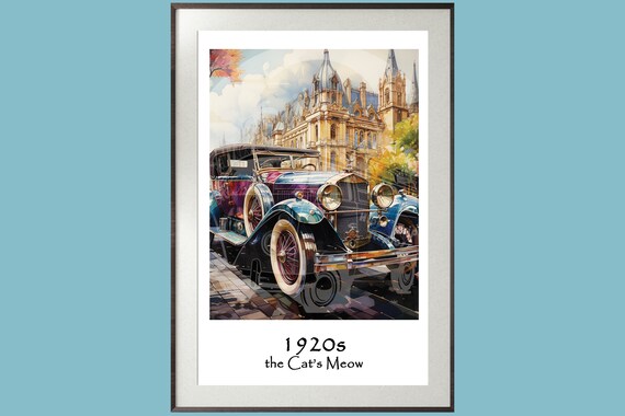 Travel Poster Digital Art Print | the Cat's Meow | 1920s Art Deco Wall Art | Retro Wall Art | Digital Download PRINTABLE Wall Art