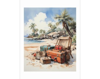 5x7 Retro postcards | Travel Beach luggage | Christmas Travel postcards| Hippie Beach Luggage | Postcard Bundles (envelopes not included)