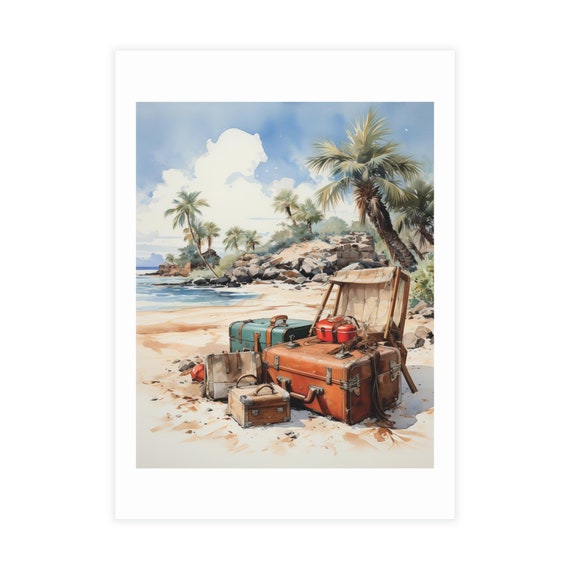 5x7 Retro postcards | Travel Beach luggage | Christmas Travel postcards| Hippie Beach Luggage | Postcard Bundles (envelopes not included)