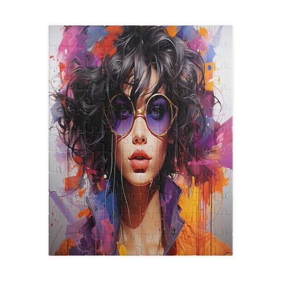 Modern Hippie Chick, jigsaw puzzles, family fun, game night, Christmas gift, coworker gift, unique holiday gift, gift for her, gift for teen