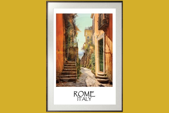 All Streets lead to Rome | Unique Travel poster | Rome, Italy | 1920s Art Deco Wall Art | Retro Wall Art