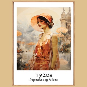 Speakeasy Vibes | Unique Travel poster | 1920s Girl |1920s Art Deco Wall Art | Retro Wall Art
