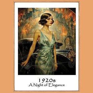 Night of Elegance | Unique Travel poster | 1920s Girl |1920s Art Deco Wall Art | Retro Wall Art
