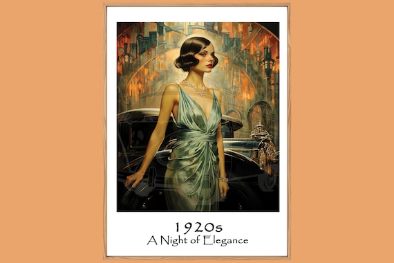 Night of Elegance | Unique Travel poster | 1920s Girl |1920s Art Deco Wall Art | Retro Wall Art