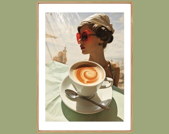Unique Travel poster | Retro Roast | Cappuccino Chic Collection | Travel Posters | 1920s Art Deco Wall Art | Retro Wall Art