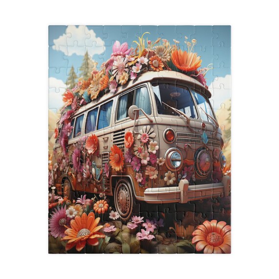 Retro Roadtrip, jigsaw puzzles, family fun, game night, Christmas gift, coworker gift, unique holiday gift, gift for her, gift for teen