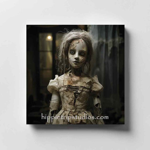 Halloween, Creepy Doll Beatrice, Halloween Wall Art, 12x12, digital download, crafts, scrapbooking, junk journal