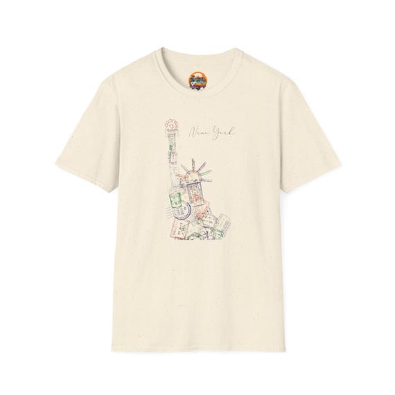 Statue of Liberty T-shirt, travel t-shirt, travel comfort, comfy clothes, airplane clothes, passport stamp art