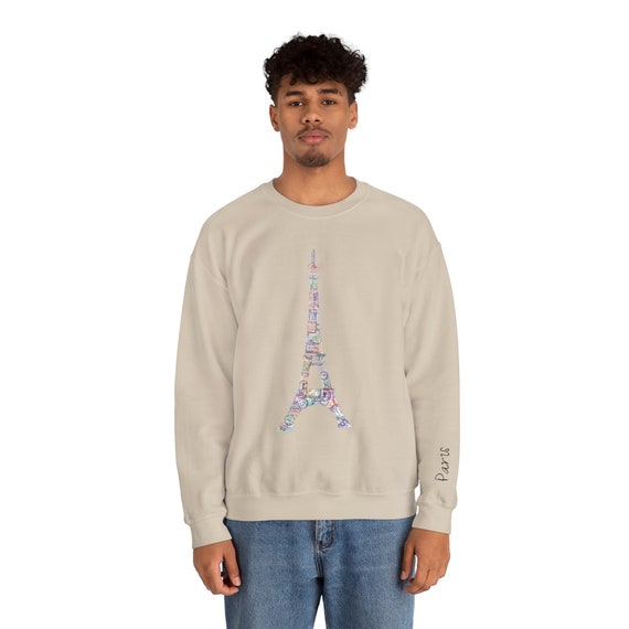 Eiffel Tower Passport stamps Sweatshirt, travel sweatshirt, travel comfort, comfy clothes, airplane clothes, passport stamp art