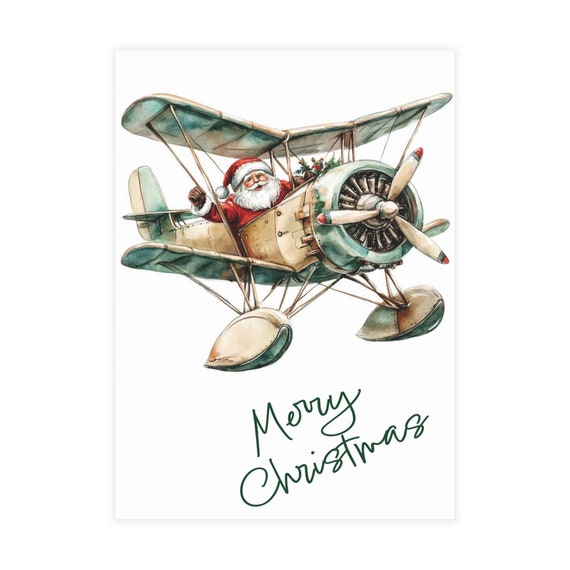 5x7 Retro postcards | Flying Santa | Christmas Travel postcards| Travel Santa | Postcard Bundles (envelopes not included)